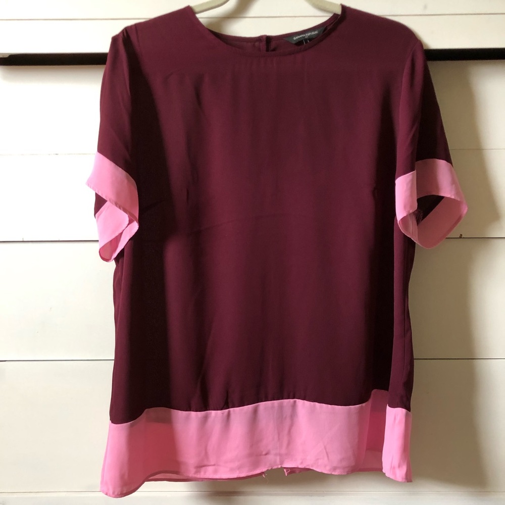 Banana Republic Dark red blouse w/ color blocking